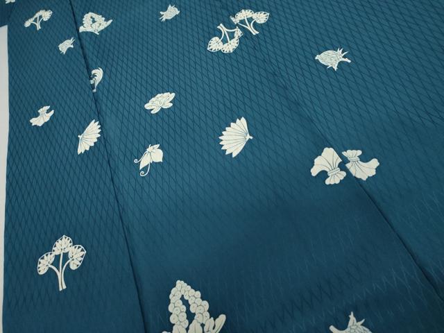 平和屋着物●上質な小紋 葡萄舞蝶文 正絹 逸品 AABJ8665cs