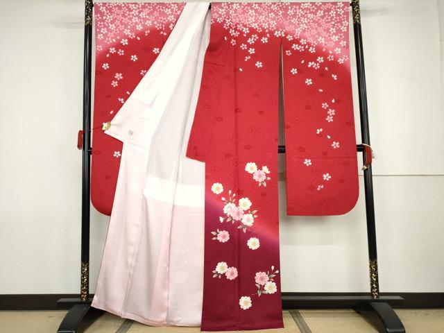 平和屋着物●豪華振袖 舞桜 暈し染め 正絹 逸品 AABJ8667cs