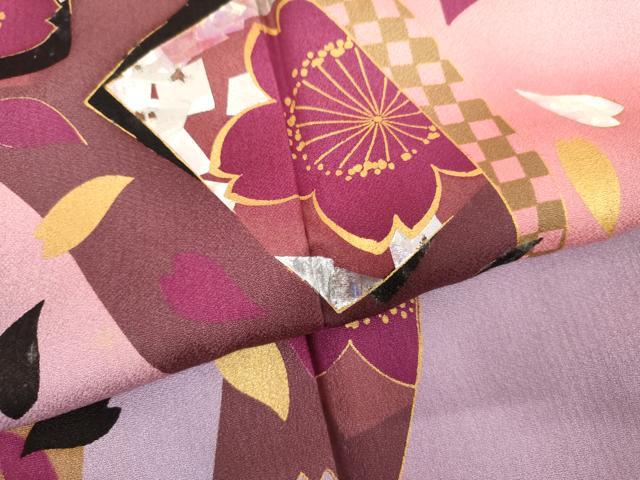平和屋着物●豪華振袖 ホログラム 色紙舞桜 金彩 正絹 逸品 AABJ8669cs