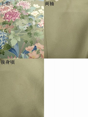 平和屋着物●本加賀友禅作家 訪問着 枝花文 正絹 逸品 AABJ8677cs
