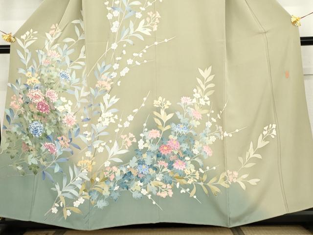 平和屋着物●本加賀友禅作家 訪問着 枝花文 正絹 逸品 AABJ8677cs