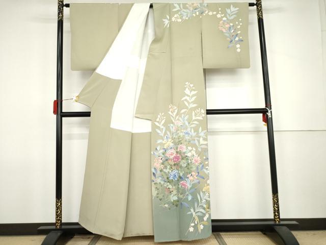 平和屋着物●本加賀友禅作家 訪問着 枝花文 正絹 逸品 AABJ8677cs