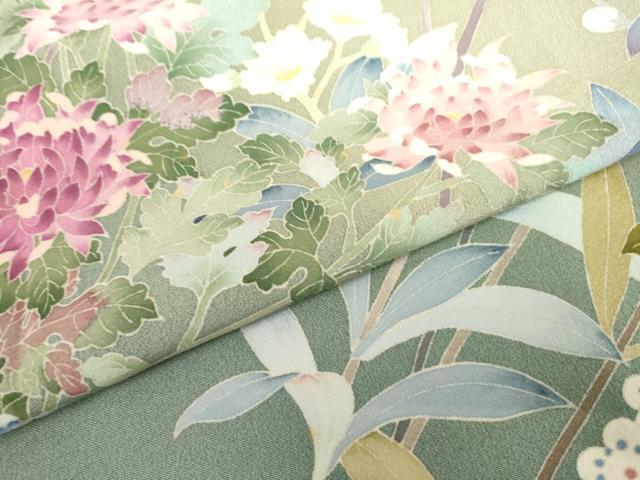 平和屋着物●本加賀友禅作家 訪問着 枝花文 正絹 逸品 AABJ8677cs