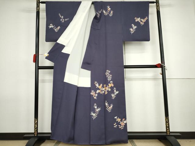 平和屋着物●創業460年・千總 訪問着 駒刺繍 枝花文 正絹 逸品 AABJ8679cs