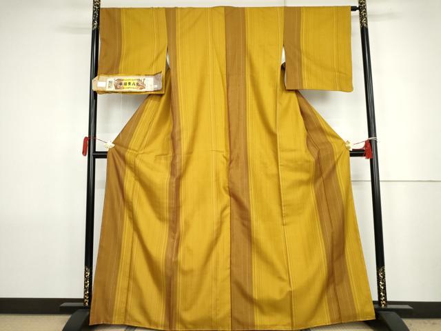 平和屋着物●本場黄八丈 まるまなこ 紬 間道 証紙付き 正絹 逸品 AABJ8680cs