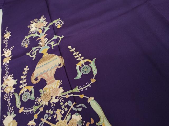 平和屋着物●創業130年 江戸染繍友禅 大彦 訪問着 刺繍 花鳥文 金銀糸 金彩 正絹 逸品 AABJ8681cs