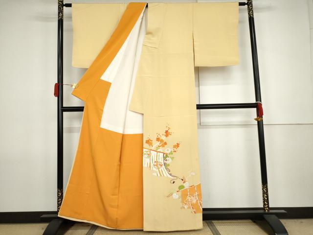 平和屋着物●銀座 志ま亀 色留袖 几帳草花文 金彩 正絹 逸品 AABJ8683cs