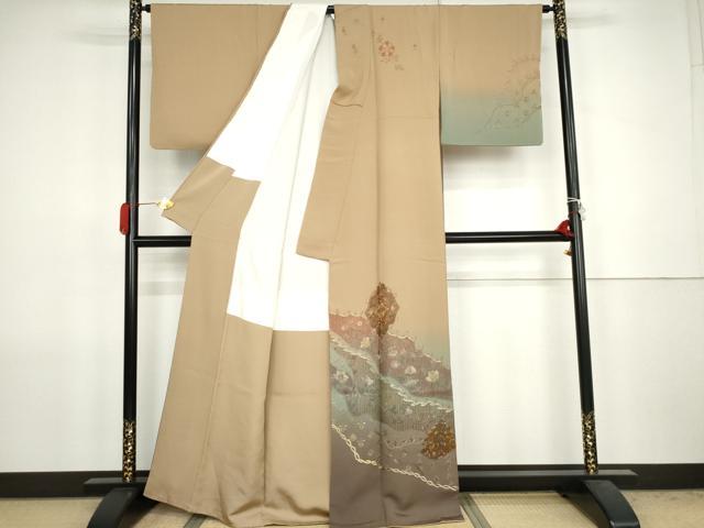 平和屋着物●中国三大刺繍 スワトウ刺繍 汕頭刺繍 蘇州刺繍 総刺繍 訪問着 更紗花唐草文 暈し染め 金銀糸 正絹 逸品 AABJ8688cs