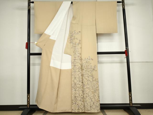 平和屋着物●中国三大刺繍 汕頭刺繍 スワトウ刺繍 総刺繍 色留袖 地紙更紗花唐草文 金糸 ますいわ屋扱い 正絹 逸品 AABJ8690cs