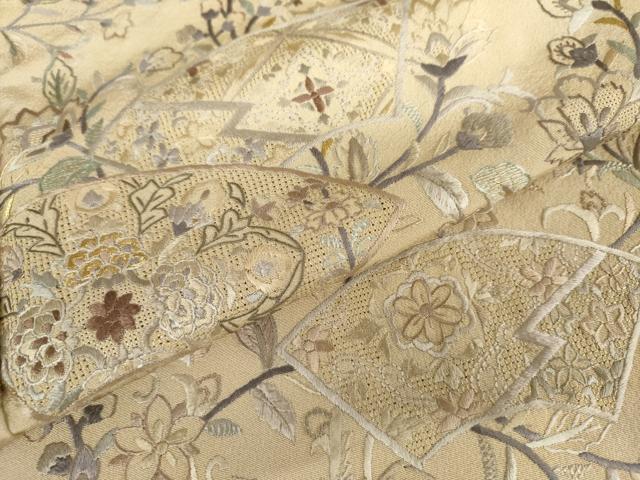 平和屋着物●中国三大刺繍 汕頭刺繍 スワトウ刺繍 総刺繍 色留袖 地紙更紗花唐草文 金糸 ますいわ屋扱い 正絹 逸品 AABJ8690cs