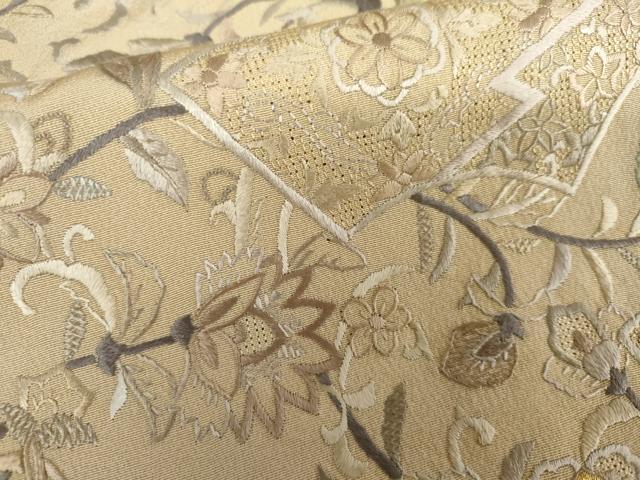 平和屋着物●中国三大刺繍 汕頭刺繍 スワトウ刺繍 総刺繍 色留袖 地紙更紗花唐草文 金糸 ますいわ屋扱い 正絹 逸品 AABJ8690cs