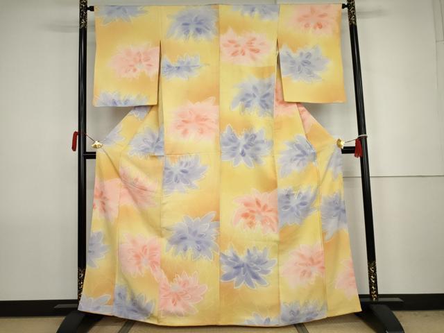平和屋着物●上質な小紋 地紋起こし 舞花文 暈し染め 正絹 逸品 AABJ8692cs
