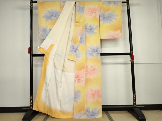平和屋着物●上質な小紋 地紋起こし 舞花文 暈し染め 正絹 逸品 AABJ8692cs