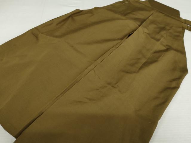平和屋着物●男性 馬乗り袴 紬地 色無地 朽葉色 正絹 逸品 AABJ8696cs