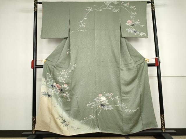 平和屋着物●訪問着 友禅 枝花文 暈し染め 正絹 逸品 AABJ8701cs