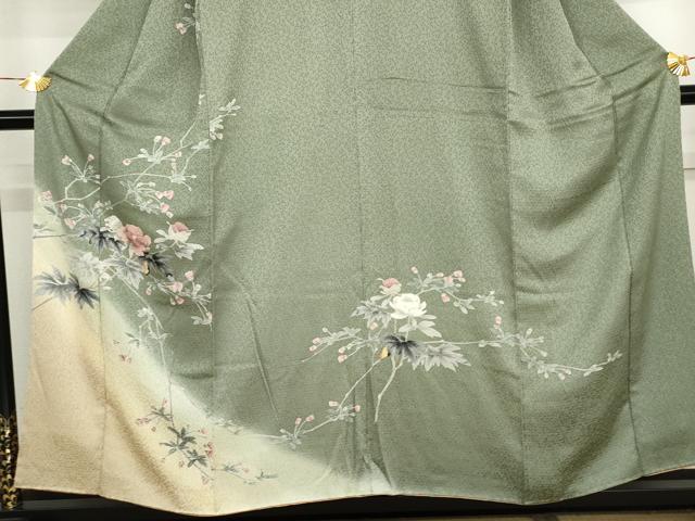 平和屋着物●訪問着 友禅 枝花文 暈し染め 正絹 逸品 AABJ8701cs