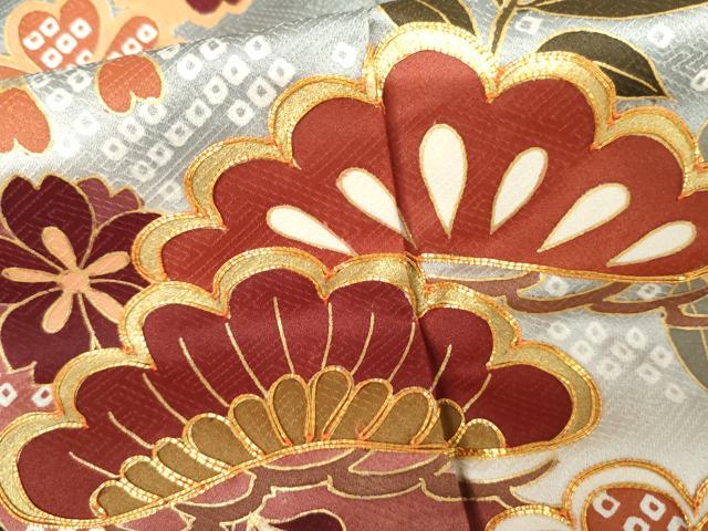 平和屋着物●訪問着 駒刺繍 桜松文 藤花房 暈し染め 金彩 正絹 逸品 AABJ8705cs