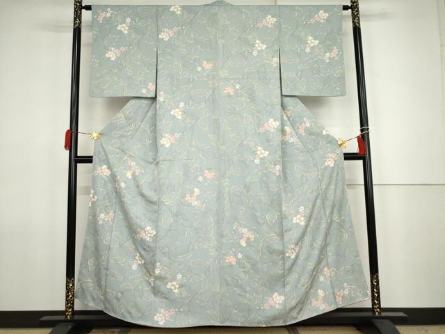 平和屋着物●上質な小紋 草花文 金彩 正絹 逸品 AABJ8710cs