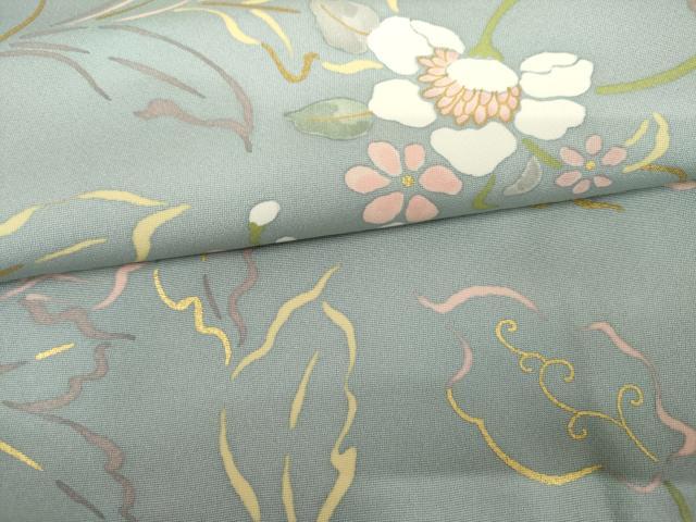 平和屋着物●上質な小紋 草花文 金彩 正絹 逸品 AABJ8710cs
