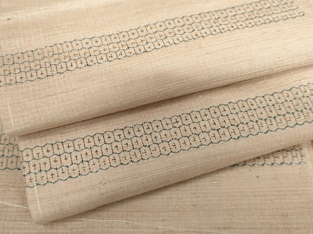 平和屋着物●上質な紬 80亀甲 横段文 正絹 逸品 AABJ8714cs