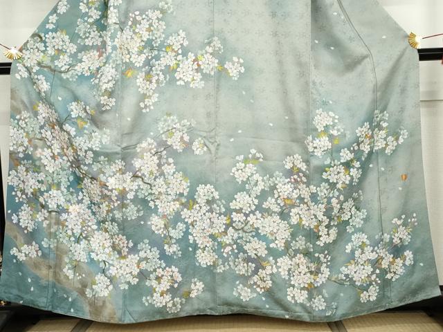 平和屋着物●訪問着 作家物 手描き 桜 暈し染め 正絹 逸品 AABJ8715cs
