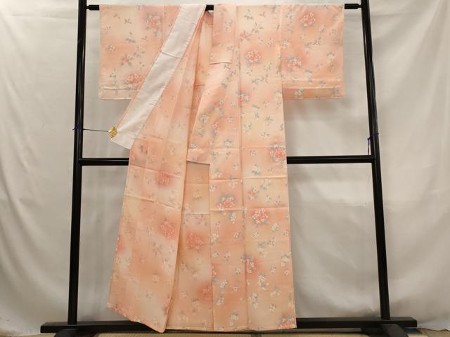 平和屋着物▽上質な小紋 単衣 舞花文 暈し染め 金彩 正絹 逸品 AABJ8723st