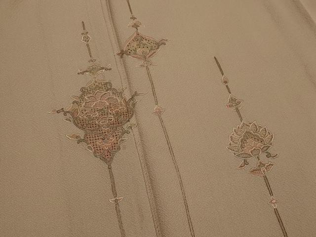 平和屋着物▽中国三大刺繍 蘇州刺繍 訪問着 単衣 更紗花文 金糸 正絹 逸品 AABJ8724st