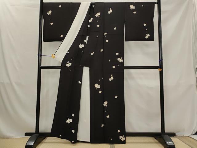平和屋着物▽上質な小紋 単衣 蔦の葉文 金彩 正絹 逸品 AABJ8730st
