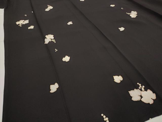 平和屋着物▽上質な小紋 単衣 蔦の葉文 金彩 正絹 逸品 AABJ8730st