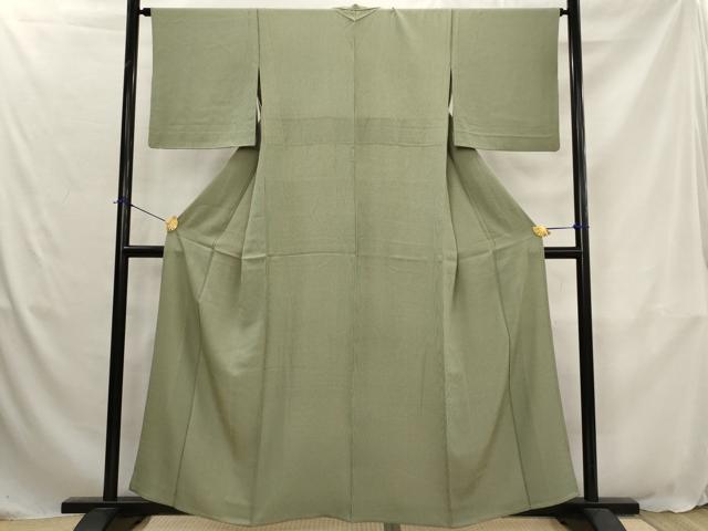 平和屋着物▽江戸小紋 単衣 万筋 白色×老竹色 正絹 逸品 AABJ8747st