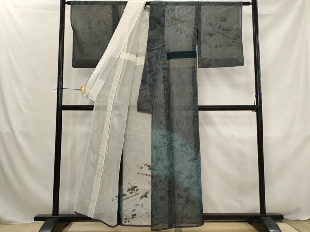 平和屋着物▽訪問着 無双 紗袷 紗×紗 手描き 草花文 暈し染め 正絹 逸品 AABJ8751st