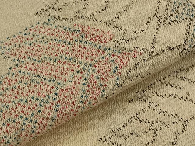 平和屋着物▽本塩沢 単衣 舞葉文 正絹 逸品 AABJ8760st