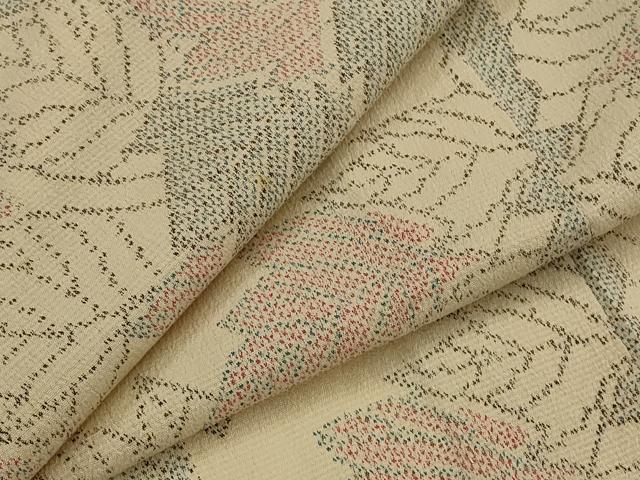 平和屋着物▽本塩沢 単衣 舞葉文 正絹 逸品 AABJ8760st