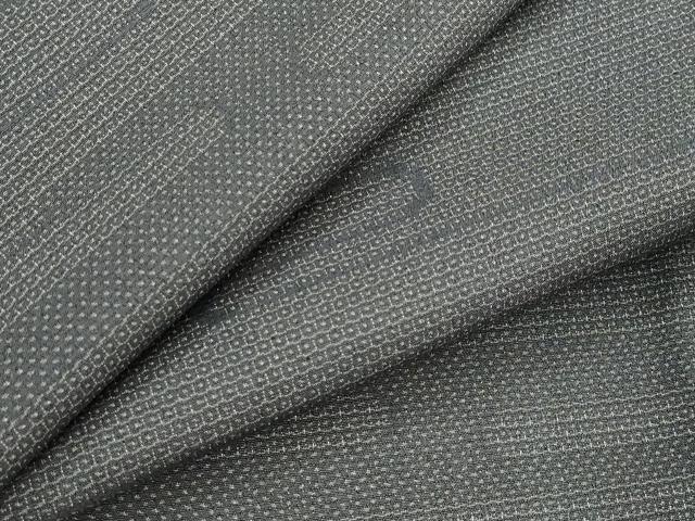 平和屋着物▽本塩沢 単衣 110亀甲 エ霞文 正絹 逸品 AABJ8765st