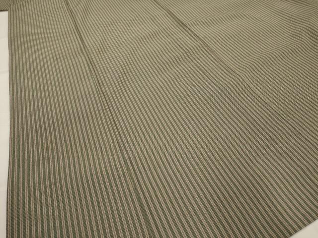 平和屋着物▽本塩沢 単衣 縞 証紙付き 正絹 逸品 AABJ8766st