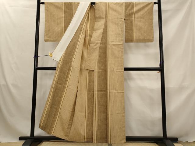 平和屋着物▽上質な紬 単衣 間道 正絹 逸品 AABJ8767st