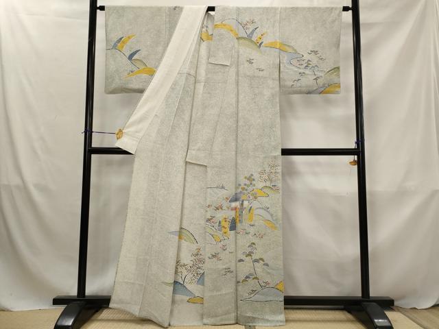 平和屋着物▽訪問着 単衣 型染め 風景文 金彩 大丸扱い 正絹 逸品 AABJ8769st