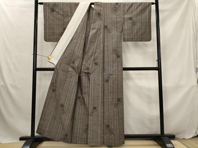 平和屋着物▽本場大島紬 単衣 9マルキ 番傘 正絹 逸品 AABJ8772st