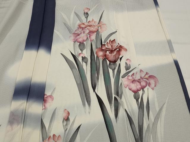 平和屋着物▽訪問着 無双 紗袷 紗×絽 手描き 草花文 暈し染め 正絹 逸品 AABJ8779st