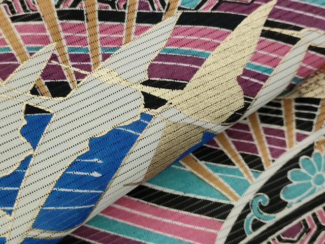 平和屋着物*夏物 黒留袖 絽 扇面飛鶴花文 暈し染め 金彩 洗える着物 AABJ8780st