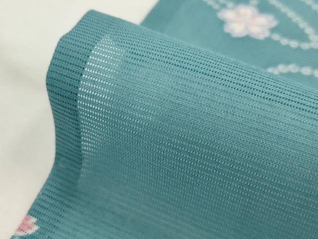 平和屋着物*夏物 小紋 絽 流水舞桜文 洗える着物 AABJ8787st