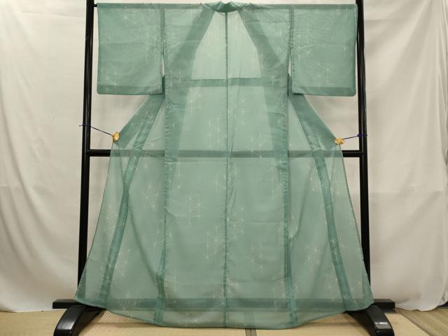 平和屋着物*夏物 小紋 紗 麻の葉文様 洗える着物 AABJ8788st