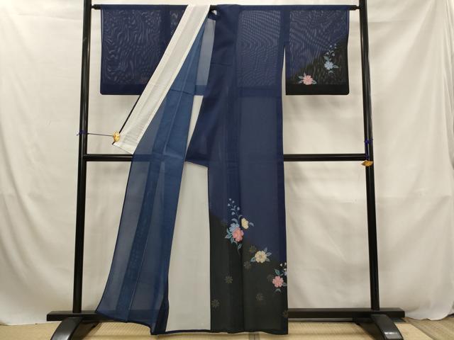 平和屋着物*夏物 訪問着 絽 舞花文 暈し染め 金彩 洗える着物 AABJ8804st