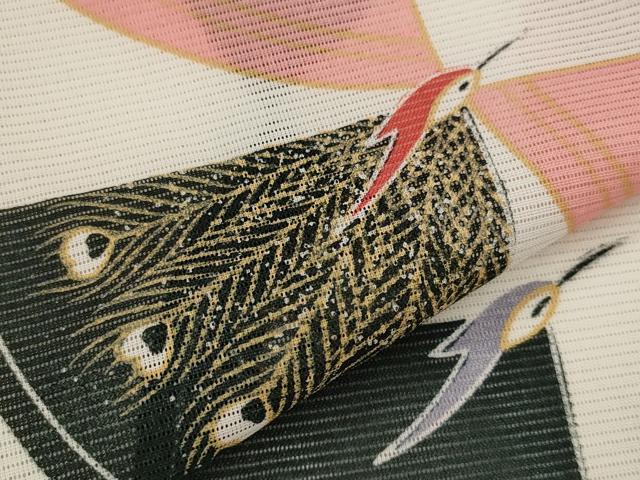 平和屋着物*夏物 訪問着 絽 孔雀文 金彩 洗える着物 AABJ8805st