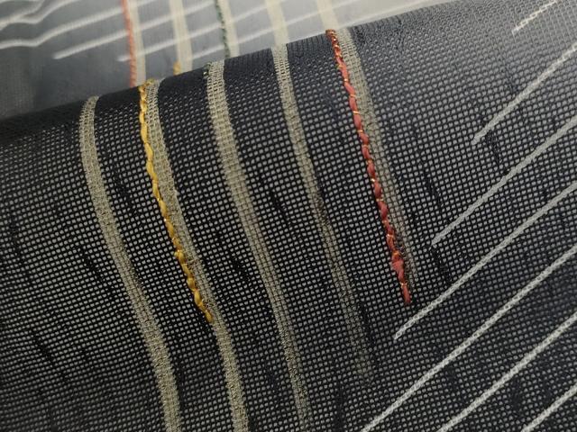 平和屋着物*夏物 訪問着 紗 刺繍 幾何学文様 暈し染め 黒地 金糸 金彩 正絹 逸品 AABJ8809st