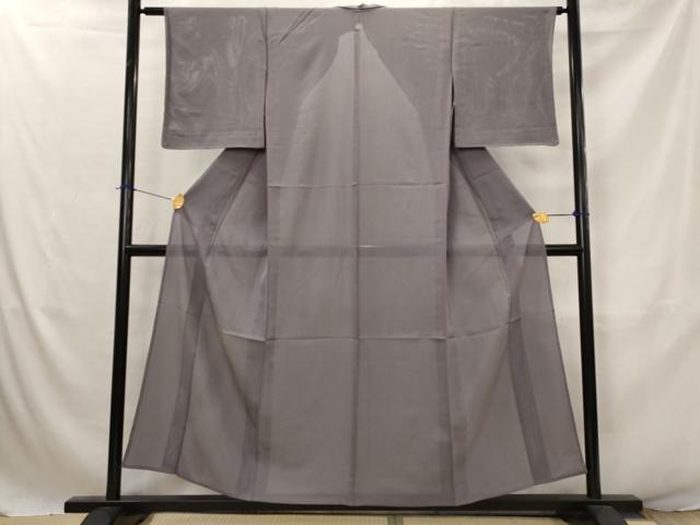 平和屋着物*夏物 色無地 縦絽 葡萄鼠色 正絹 逸品 AABJ8822st