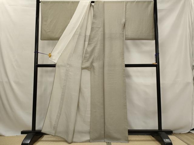 平和屋着物*夏物 石川県指定無形文化財 夏牛首紬 白山工房 手織り 格子 正絹 逸品 AABJ8834st