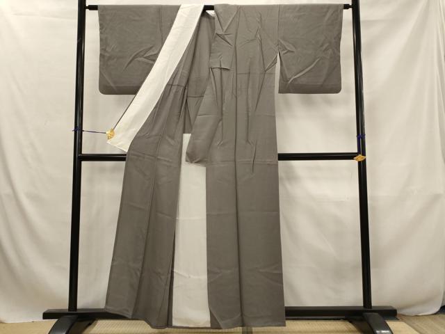 平和屋着物*夏物 色無地 縦絽 丼鼠色 正絹 逸品 AABJ8851st