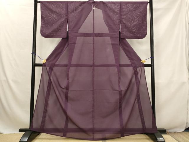 平和屋着物*夏物 色無地 絽 葡萄鼠色 洗える着物 AABJ8852st