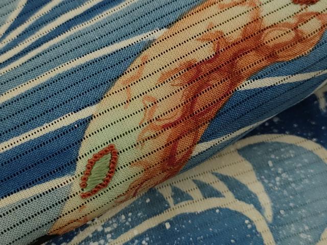 平和屋着物*夏物 アンティーク 大正ロマン 黒留袖 絽 刺繍 流水飛鳥松文 暈し染め 銀糸 正絹 逸品 AABJ8869st